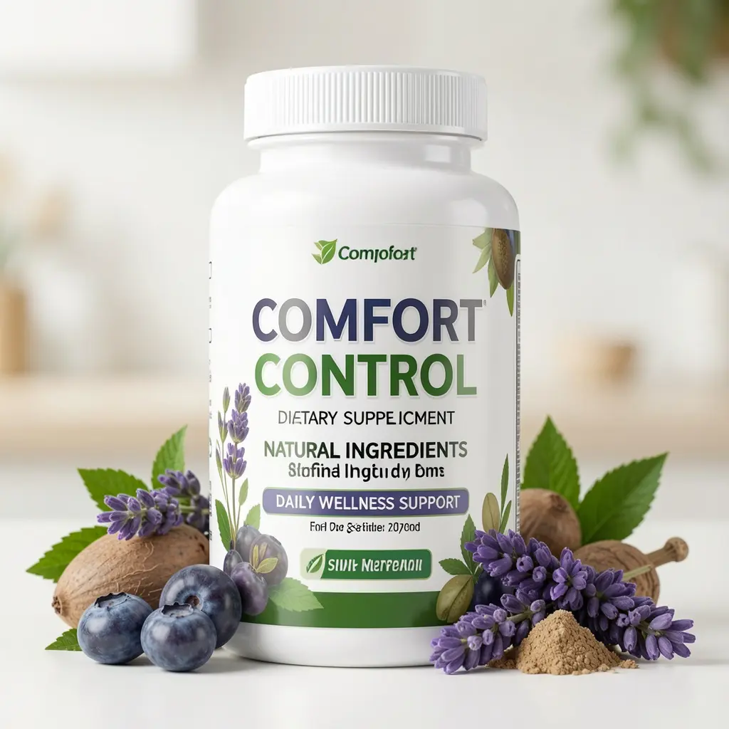 Comfort Control dietary supplement bottle with natural ingredients for daily wellness support